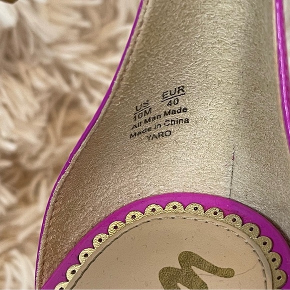 Sam Edelman Yaro Sandal in Neon Fuchsia Patent block heel size 10 ankle strap - Picture 6 of 13